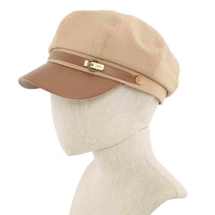 Shop Neighbors - Wholesale News boy/school boy hat – Women's - Newsboy Beret Cap with Faux Leather Visor4