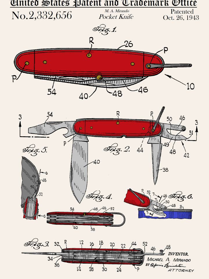 Alltags-Grußkarte mit Schweizer Taschenmessermotiv für den Großhandel von PATENT PRESS GREETING CARDS
