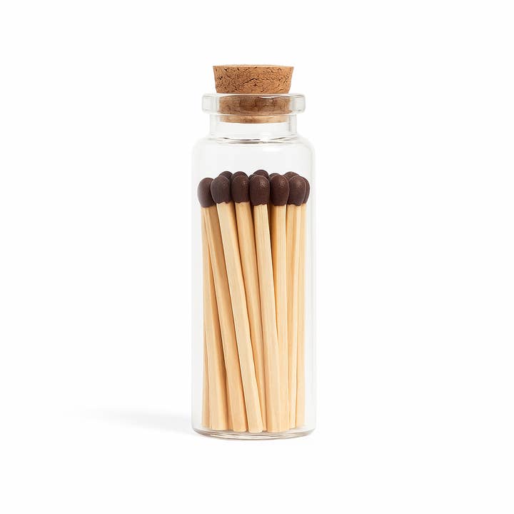 Brown Matches in Small Corked Vial for wholesale by Enlighten the Occasion