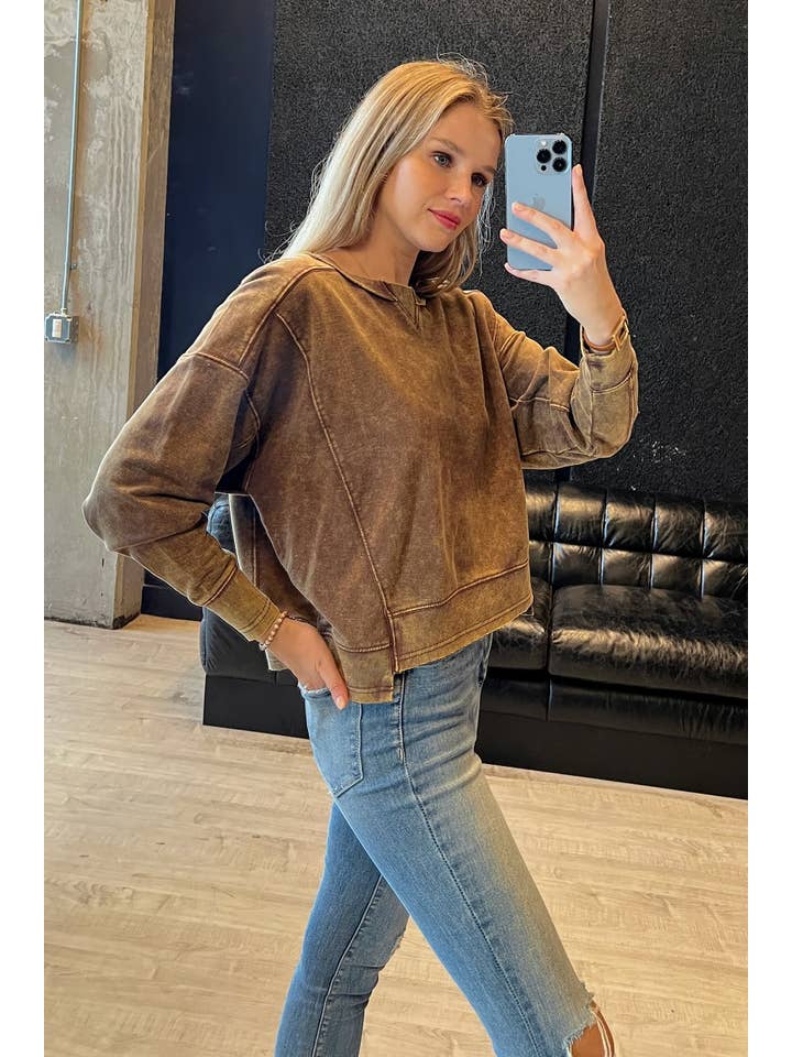 42POPS – Großhandel Sweatshirt – Damen – , French Terry Gewaschene Crop Pullover Kollektion29