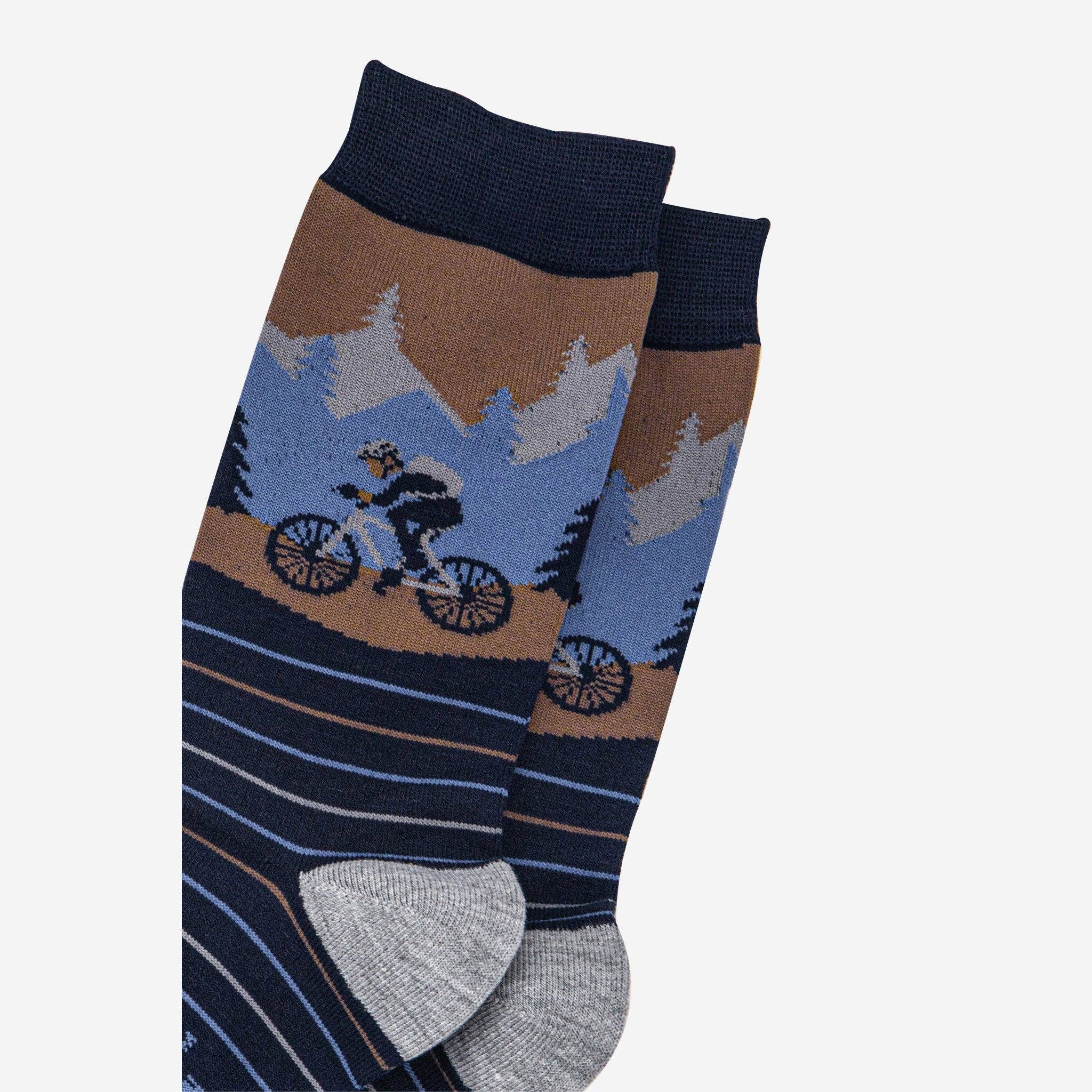 Sock Talk – Meias - Homem por atacado – Meias de Bambu para Homem - Azul Marinho/Azul, Bicicleta de Montanha2