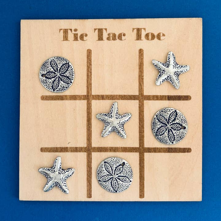 Tic Tac Toe Starfish & Sanddollar Travel Game for wholesale by Basic Spirit