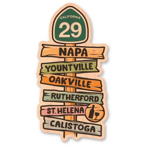 Morris Magnets - Wholesale Sticker - Mini Wood Sticker - California Napa Valley HWY 29 Signs