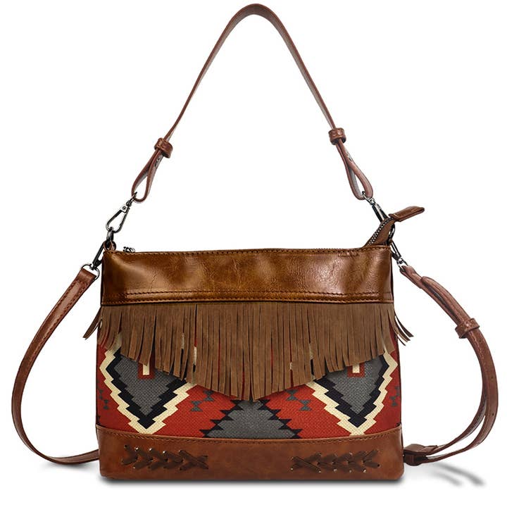 sassy kids palace – wholesale Axelremsväska – Dam – Fransad Aztekisk Väskan med Västra Axelrem