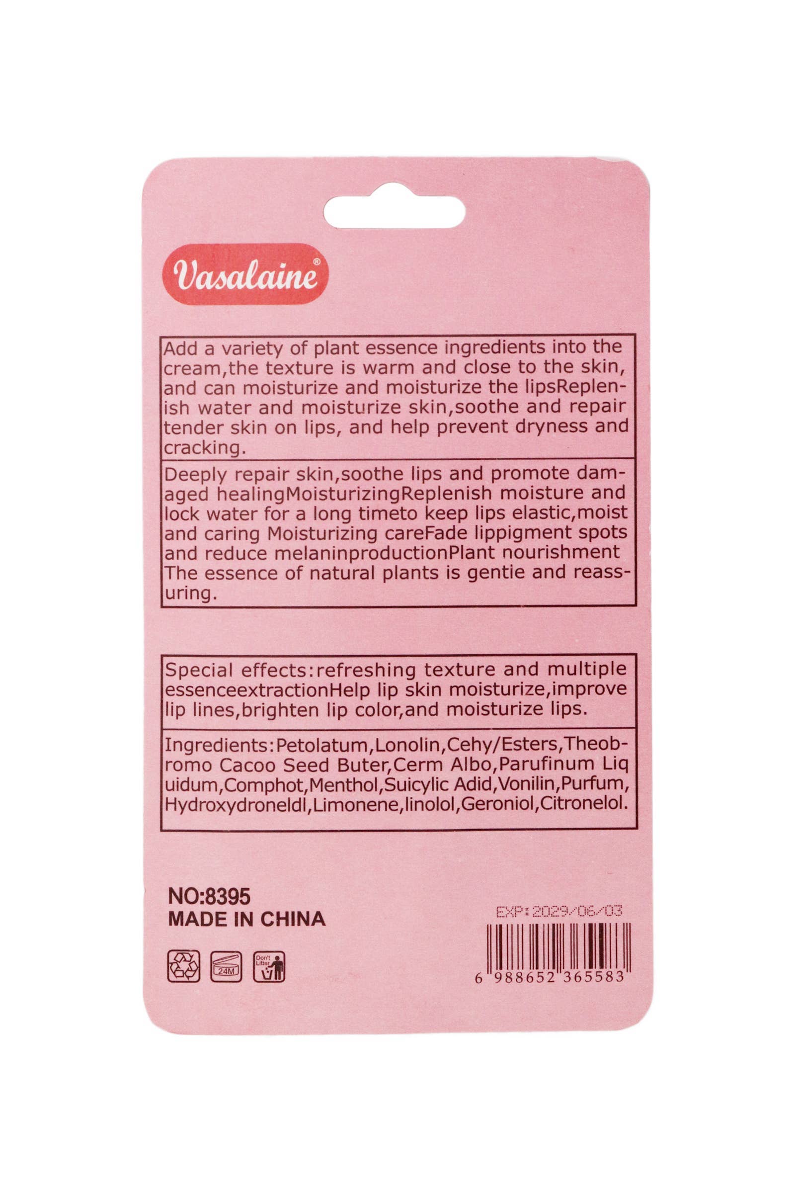 SOM VIST Jordbærduftende gel fugtgivende læbepomade i klemme tube - 36 stk for engroshandel på Faire6