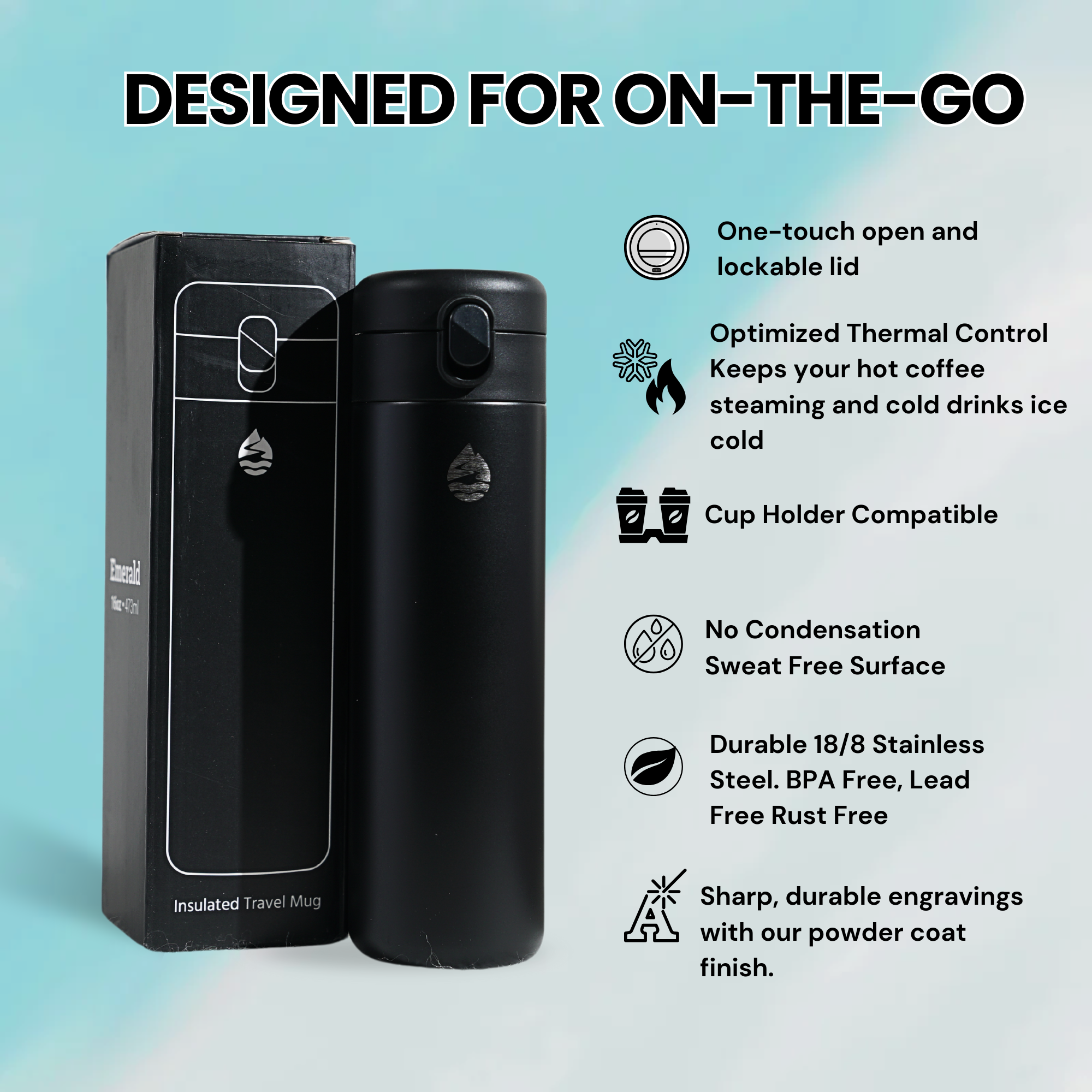 LAMOSE - Wholesale Insulated Mug/Tumbler - Custom Laser Engraved Logo Tumbler Skinny Coffee Tumbler6