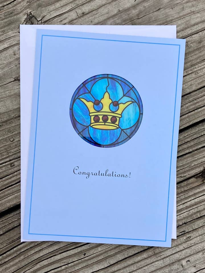 Congratulations crown sun-catcher card with scripture for wholesale by Bright Greetings
