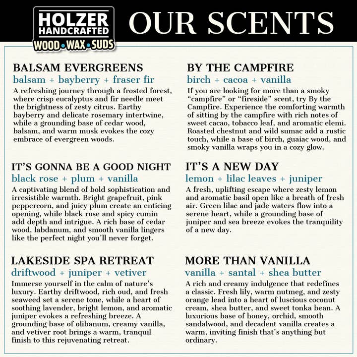 Holzer Handcrafted ® - Wholesale Jar/Filled Candle - Wood Wick Candle Sweet Maple Bark - Maple Chai + Vanilla Cream Scented | Natural | Hand-poured Coconut Soy Wax | 6 oz Modern Black Tin with Lid | Handmade | Non-toxic Phthalate-free Luxury Fragrance1