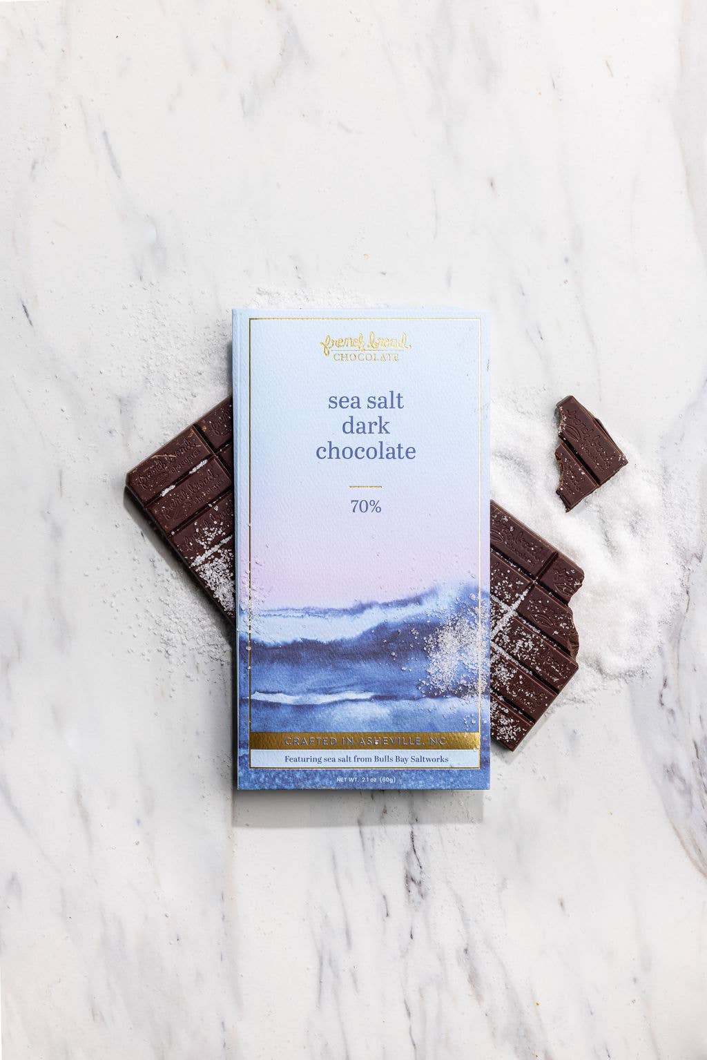 French Broad Chocolate - Wholesale Chocolate Bar - Sea Salt Chocolate Bar 70% - 60g