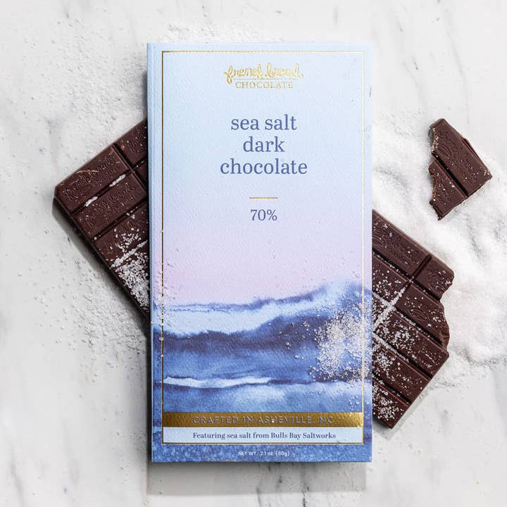 French Broad Chocolate - Wholesale Chocolate Bar - Sea Salt Chocolate Bar 70% - 60g0