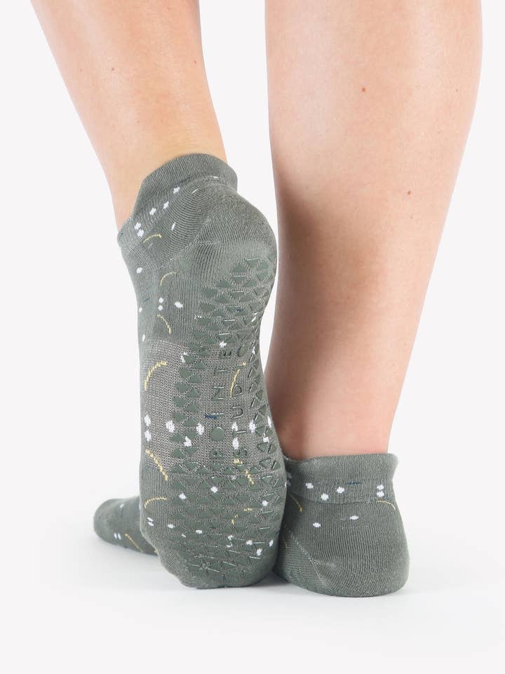 Olive Women's Tick Tock Full Foot Grip Sock– No Slip Cotton Blend for Pilates & Barre for wholesale on Faire1