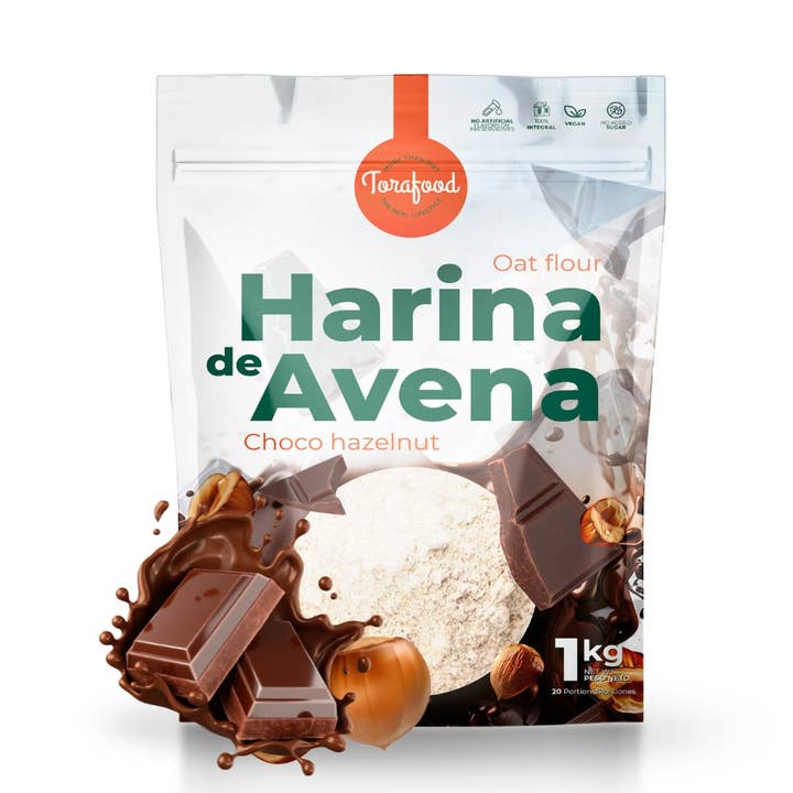 HARINA DE AVENA SABOR CHOCOLATE AVELLANA 1KG - TORAFOOD para venta al por mayor de Torafood