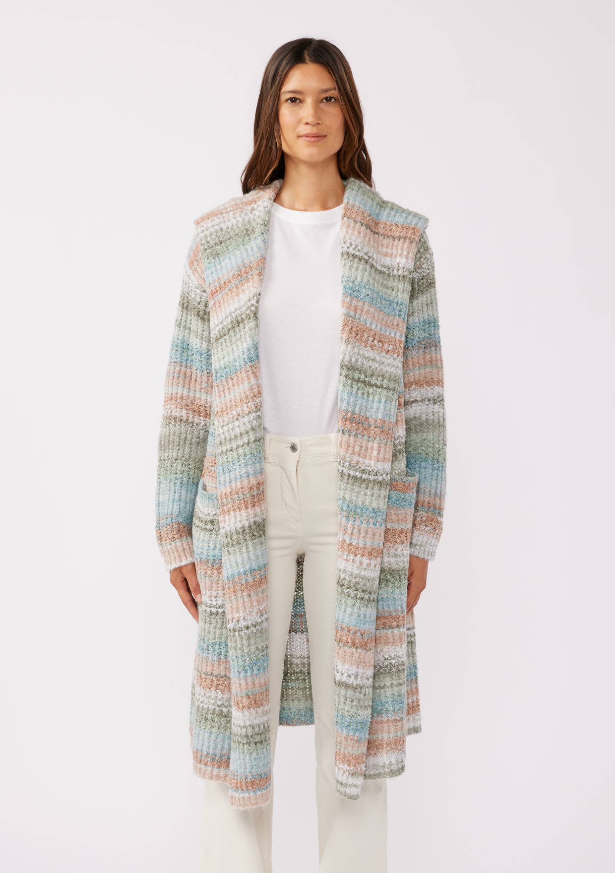 Lovestitch - Vente Cardigan – femme - Cardigan ouvert à manches longues en tricot Space Dye15