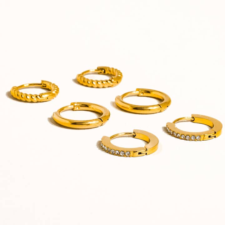 Claude 18K Gold Non-Tarnish CZ Hoops Earring for wholesale on Faire2