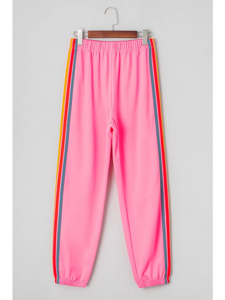 Pink Stripe High Waist Sweatpants for wholesale on Faire