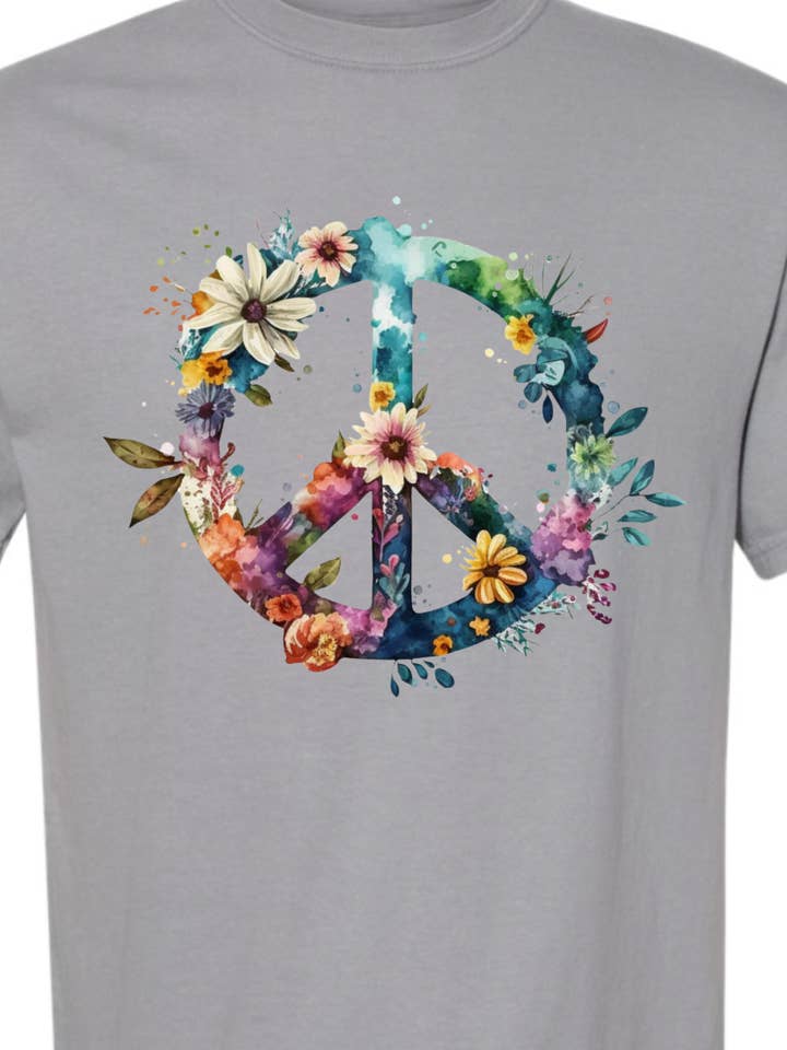 Kiki's Boutique - Wholesale Screen Printed T-Shirt - Women's - Peace Sign Comfort Color Tee2