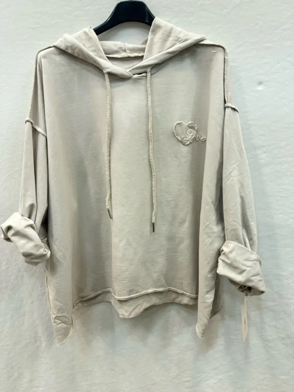 Mimi & Gogo – Großhandel Sweatshirt – Damen – Besticktes Patchwork-Sweatshirt Love, Einheitsgröße11