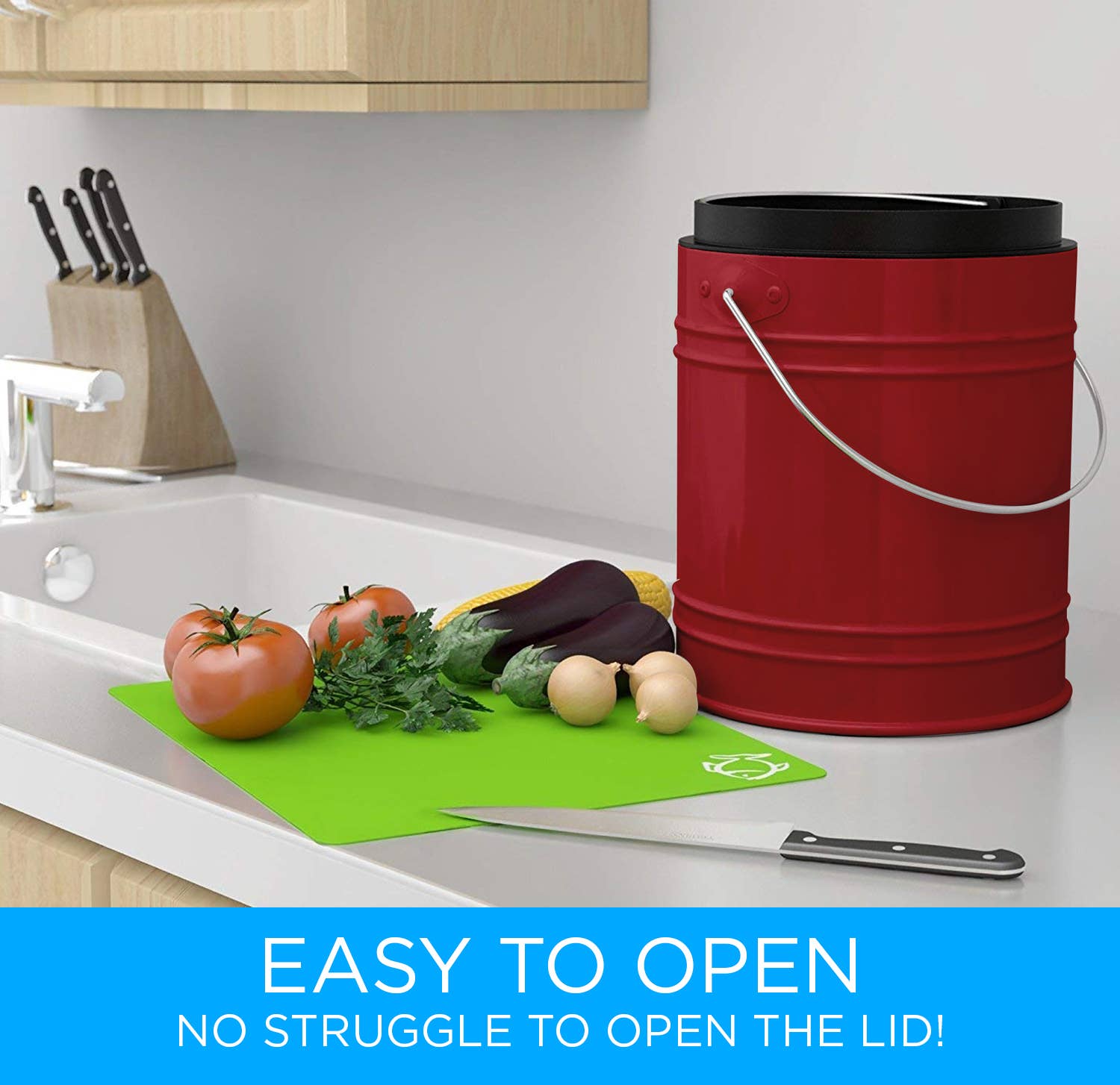 Cooler Kitchen - Wholesale Kitchen Tool/Gadget - Cooler Kitchen 3-Liter Kitchen Compost Bin w/ EZ-No Lock Lid9