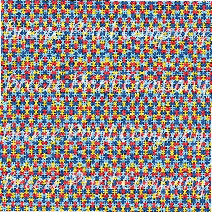 Autism Puzzle Sublimation Pattern Sheet S2150M for wholesale by BreezePrintCo