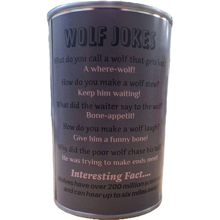Canned Gifts – wholesale Stuffed/plush toy – Kids & baby – Scout the Canned Wolf - Stuffed Animal Plush w/Funny Jokes