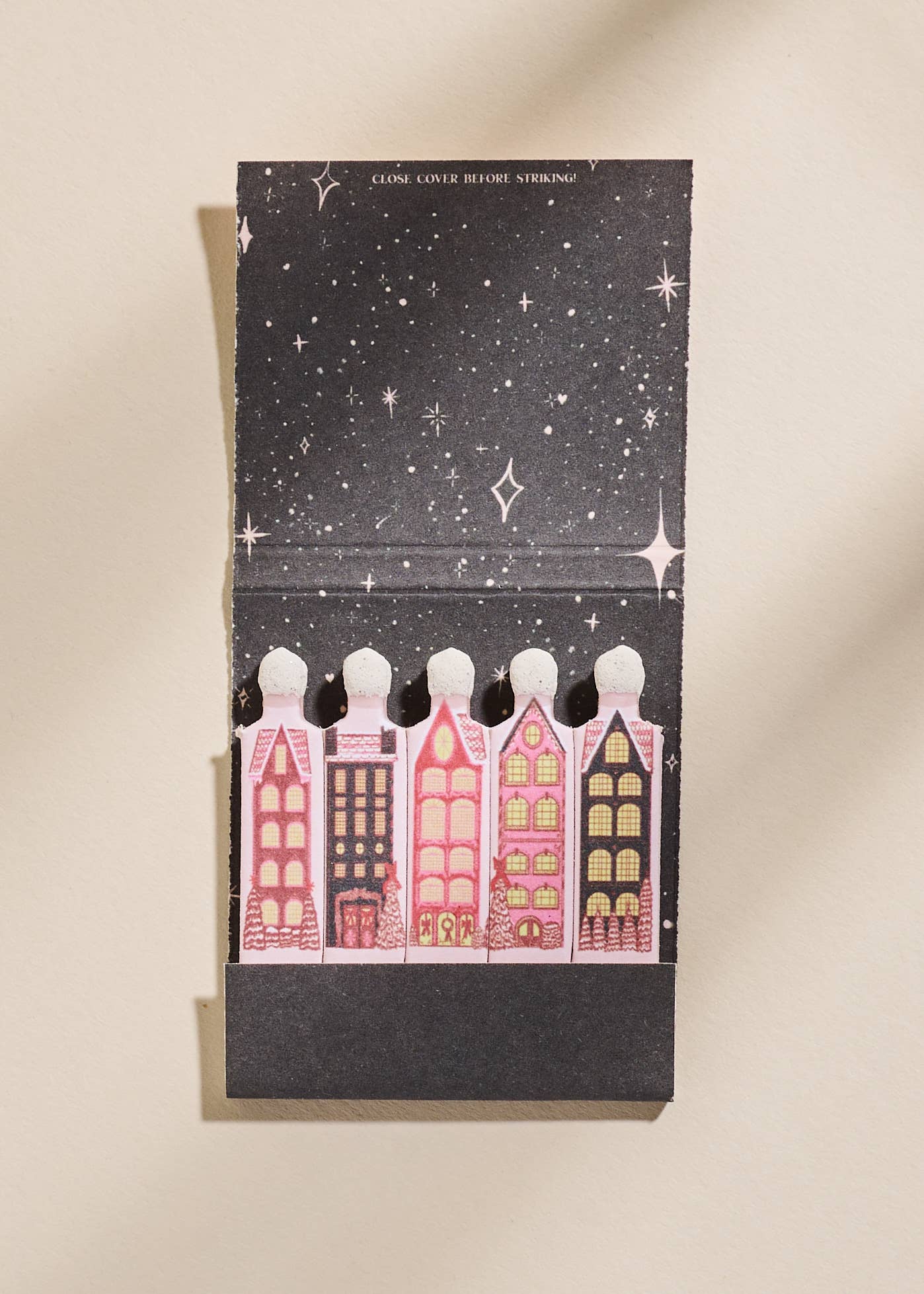 One & Only Paper - Wholesale Matches - Wintry Village Printed 10 Stem Matchbook1