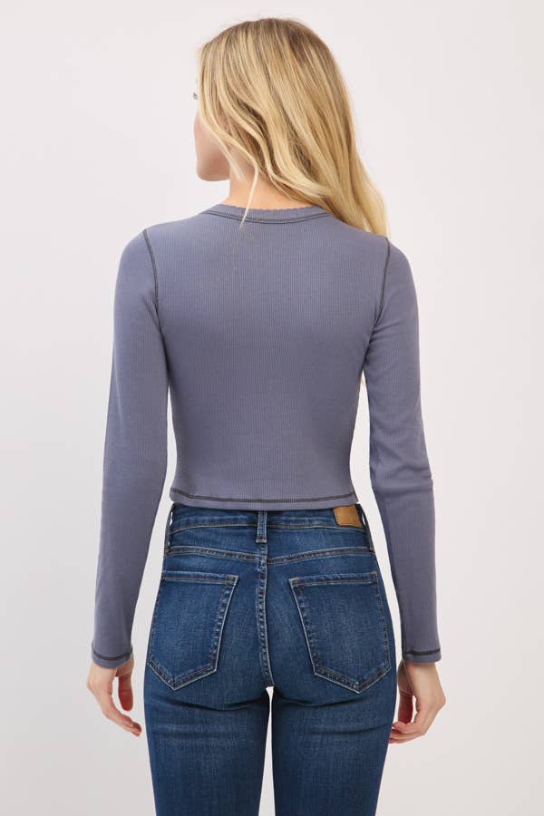 Heart & Hips - Wholesale Knit Top - Women's - RT56662L - LONG SLV CREW NK W/SCALLOPED EDGE10