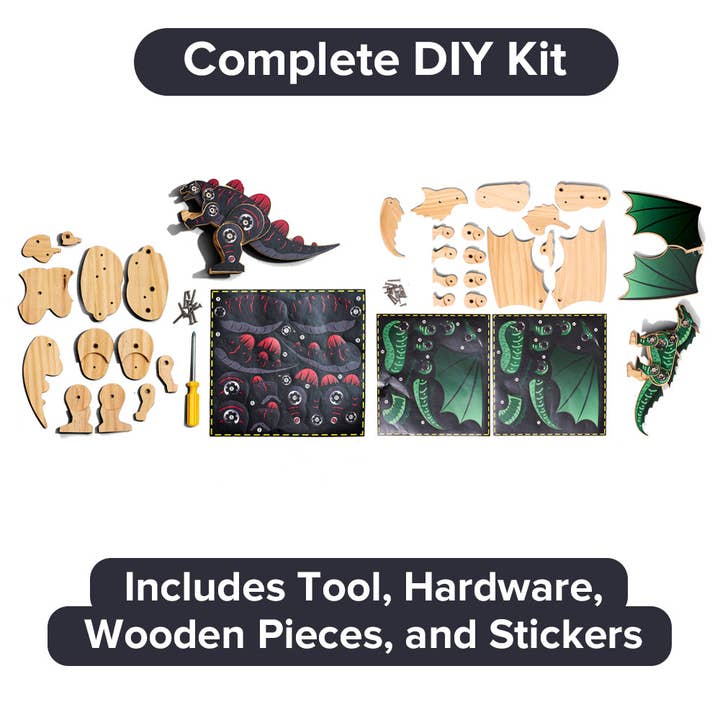 AYK Brand - Wholesale DIY Craft Kit - Kids - DIY Wooden Kit with Stickers - Monster Series (Monster Type 1)