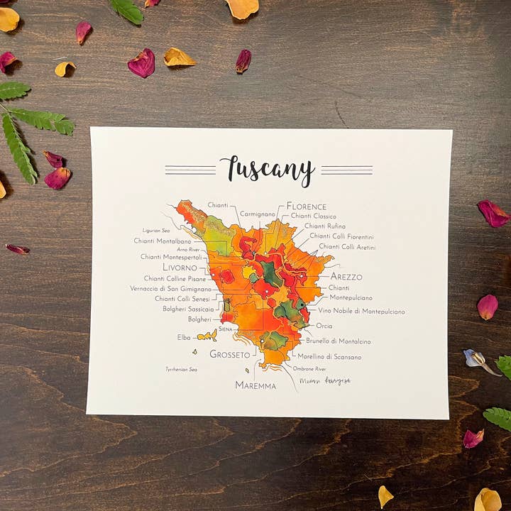 Modern Hobbyist - Venta al por mayor Ilustración - Mapa de Vinos de la Toscana - Impresión