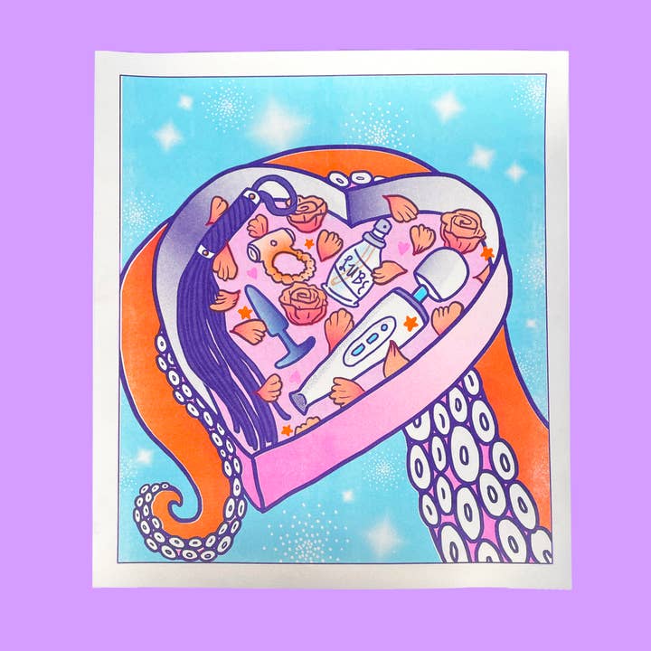 VALENTINE - Riso Print pour la vente par Tamiko Sidore Studio