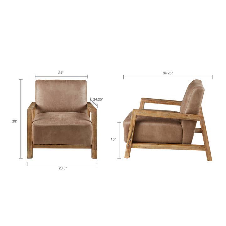 Olliix - Wholesale Chair - Mid Century Modern Wood PU Leather Living Room Accent Chair*