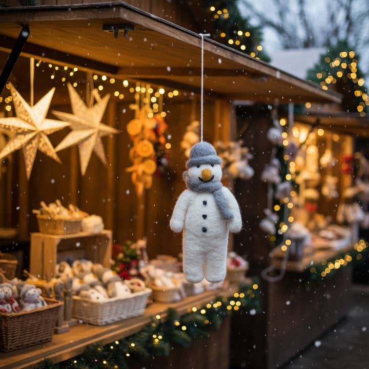Felt So Good – wholesale Ornament – Hanging Felt Mr. Snowman Handmade Felt Biodegradable Decor4