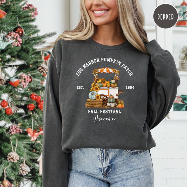 Egg Harbor Door County Pumpkin Patch Comfort Colors® Sweatshirt för wholesale av CindyL Boutique