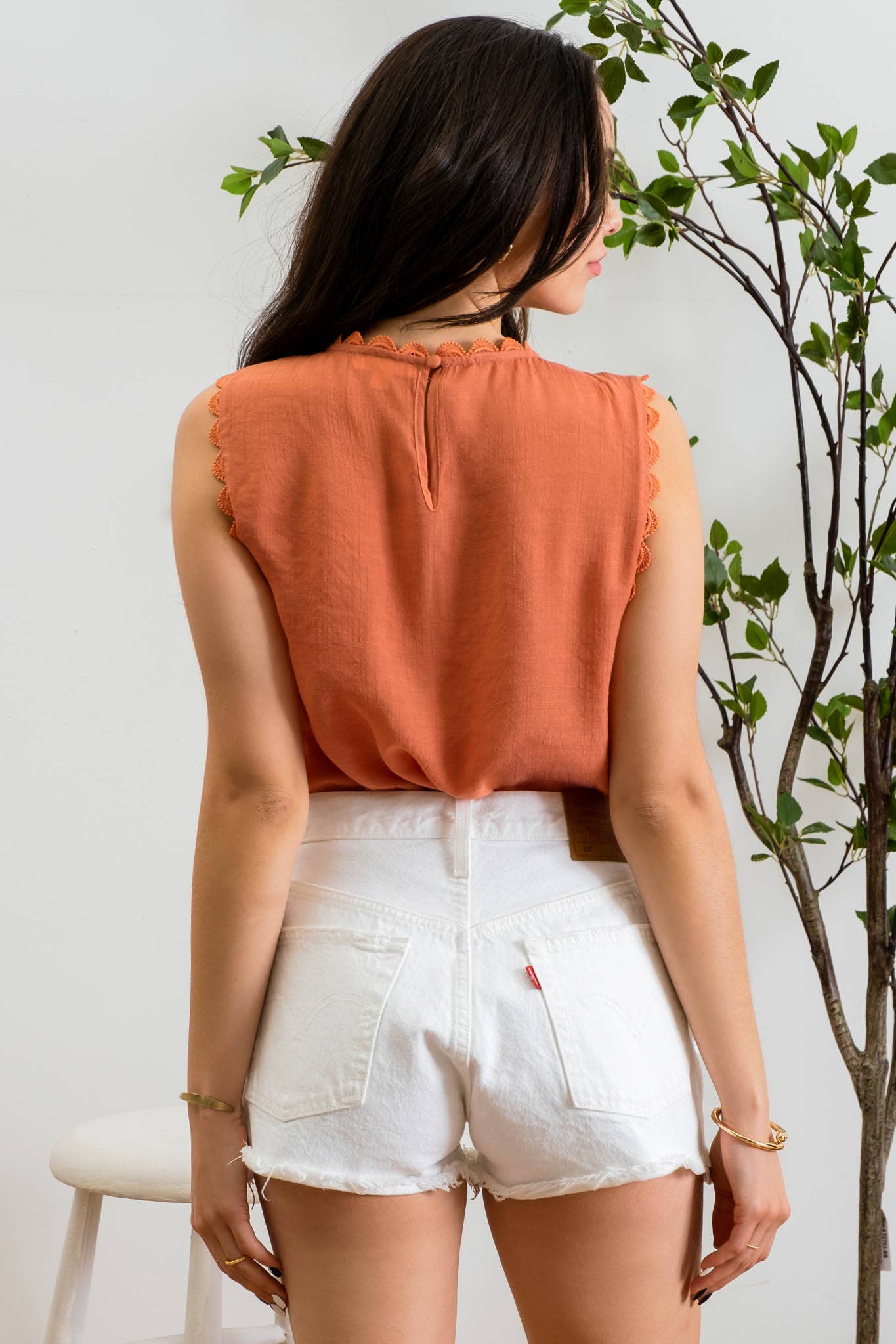 Blu Pepper - Wholesale Blouse - Women's - SLEEVELESS LACE EDGE WOVEN TOP33