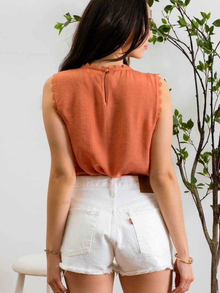 Blu Pepper - Wholesale Blouse - Women's - SLEEVELESS LACE EDGE WOVEN TOP33