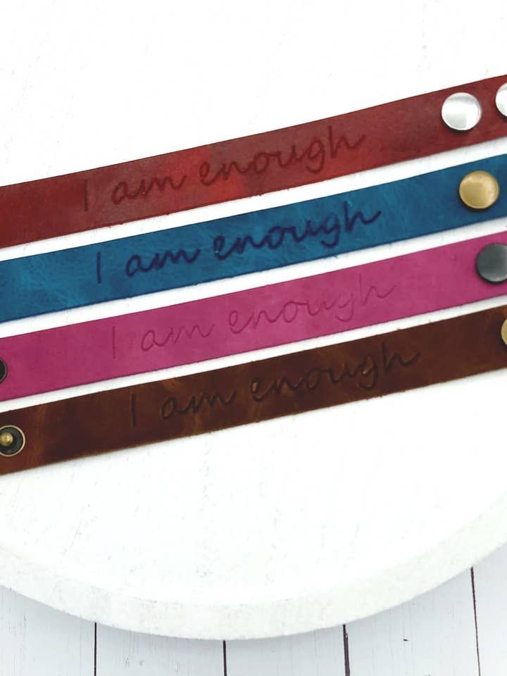 Inspirational Leather Bracelets "I am enough" for wholesale by FL Girl Designs