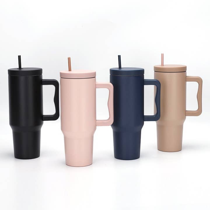 Candles Meta - Wholesale Insulated Mug/Tumbler - 40oz Double Layer Handle Stainless Steel Tumbler with Straw