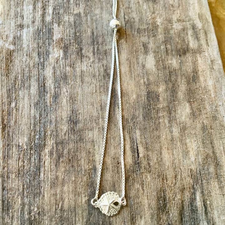 Sterling silver Bolo Sanddollar Bracelet for wholesale by Jackie Gallagher Designs - Handmade Coastal Jewelry