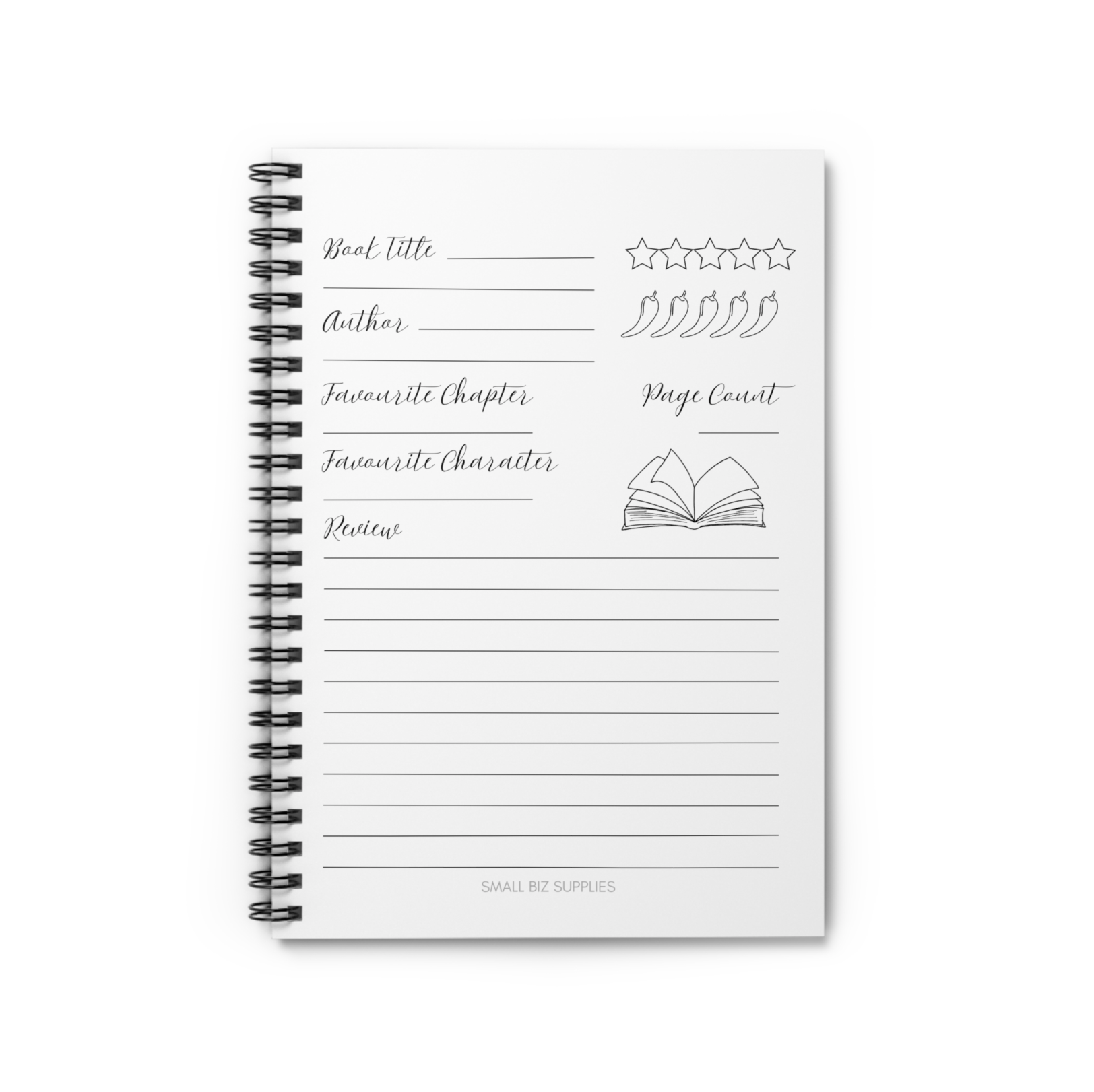Small Biz Supplies – wholesale Notebook – Book Review Notebook BookTok Journal2