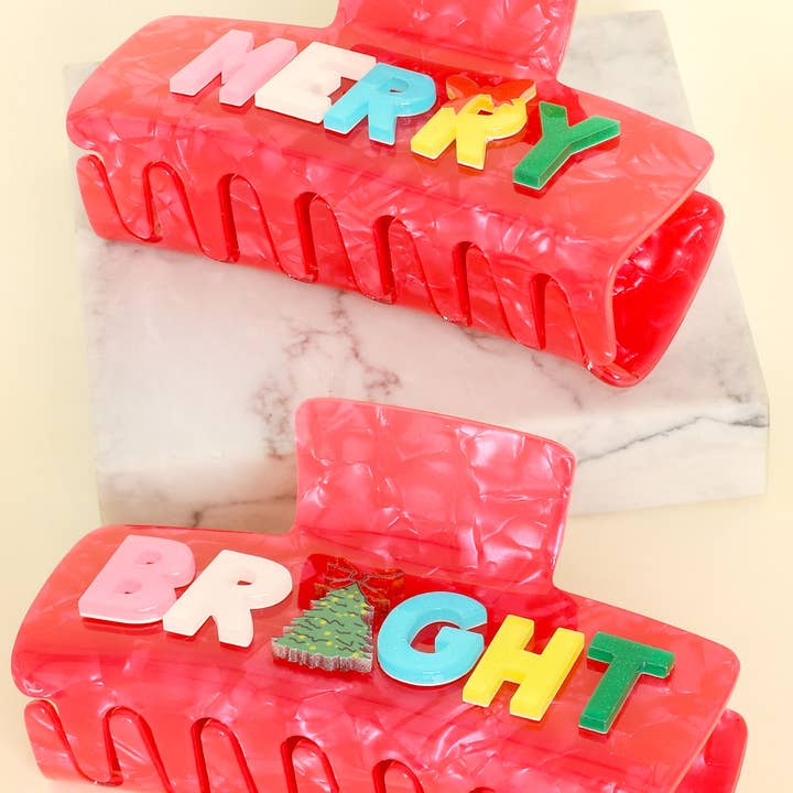 SP Sophia Collection - Wholesale Hair Clip - Women's - Christmas Jeweled Merry Bright Hair Claw Clip