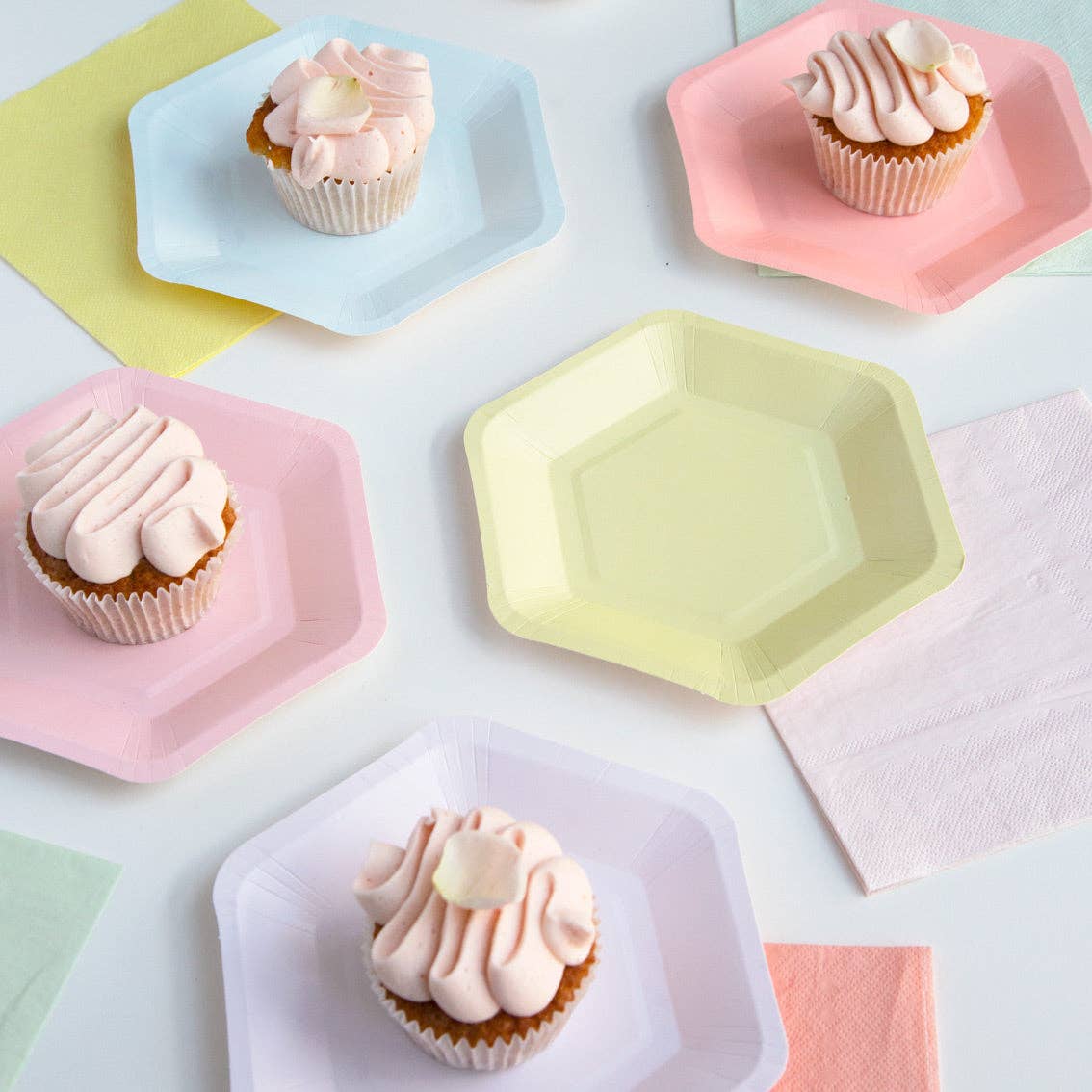 Talking Tables USA - Wholesale Disposable Plate - Pastel Hexagonal Plates - 12 Pack | Party Plates |9