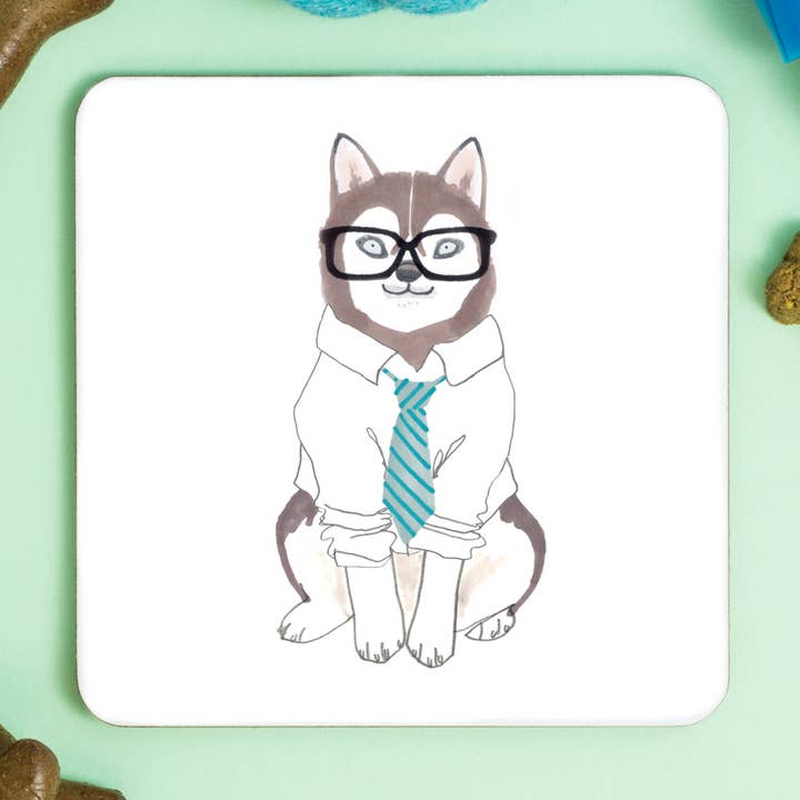 Husky Hipster Glasunderlägg för wholesale av Jo Clark Design