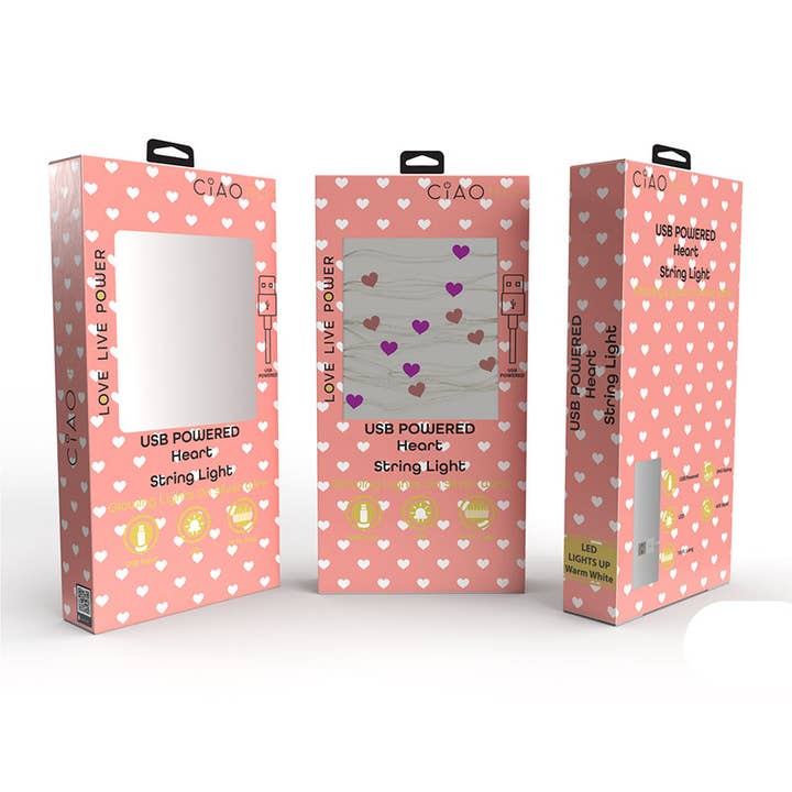 10 FT Pink Heart Shaped String Lights for wholesale by Lifeware Group LLC