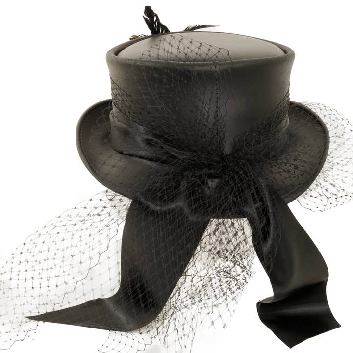 Black Genuine Leather Top Hat - Style Fancy for wholesale on Faire3