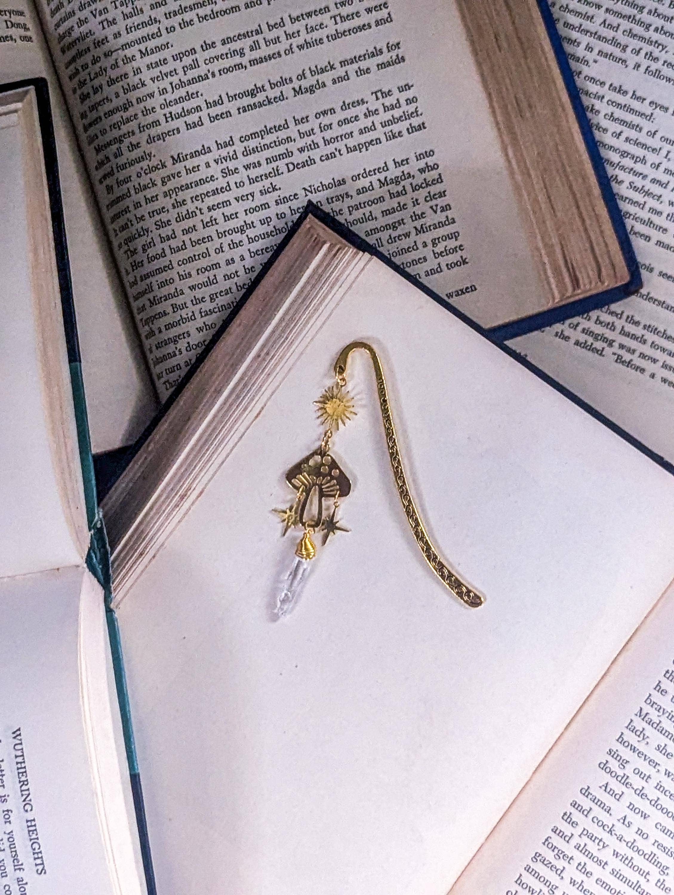 Bookish Trinkets - Wholesale Bookmark - Magical Mushroom Bookmark with Natural Stone Pendant3