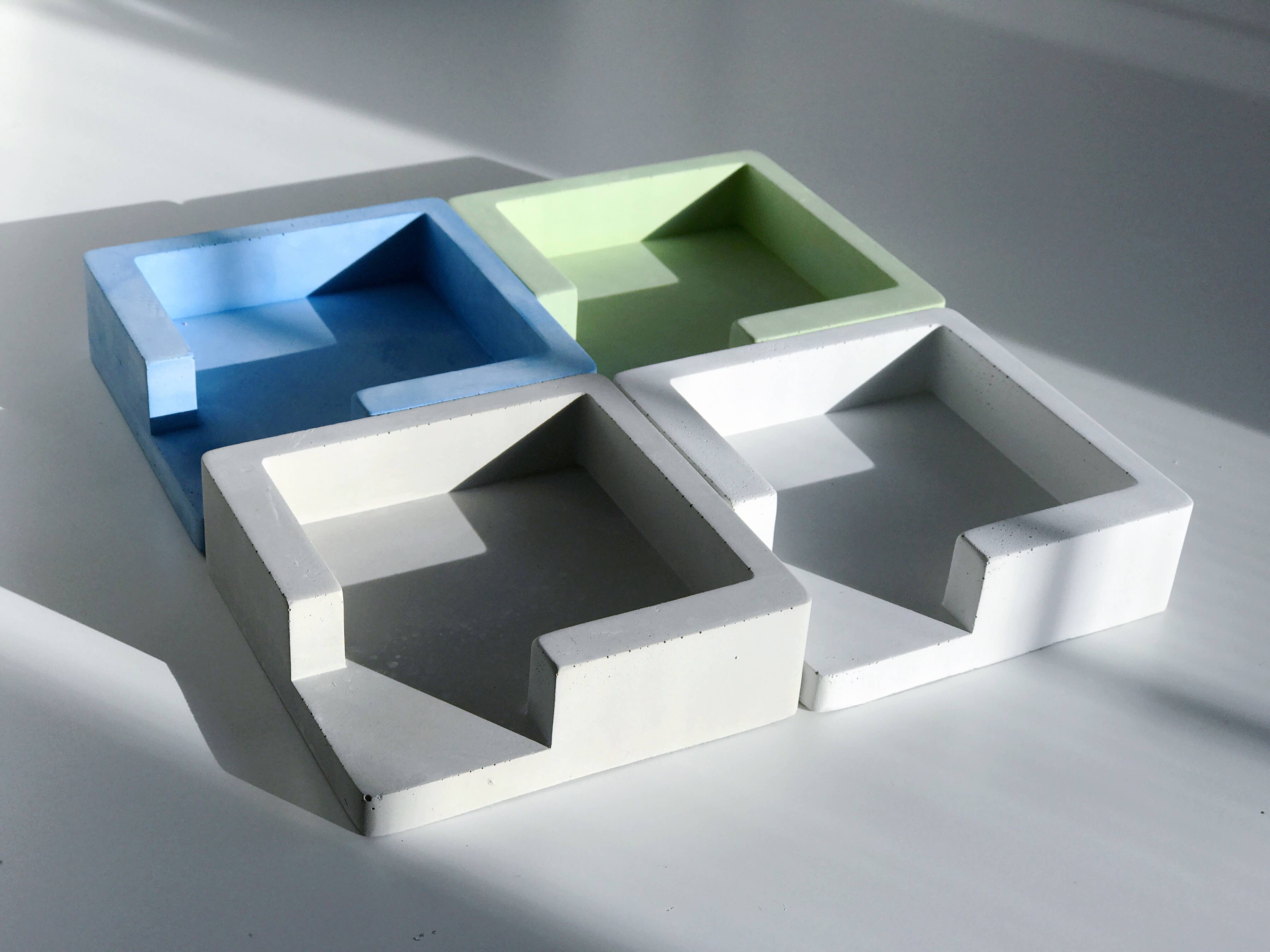 Weii Life Inc. – Engroshandel Skrivebordsindretning – Post‑IT Bemærk Cement Holder-Beton Sticky Note Cube Holder0