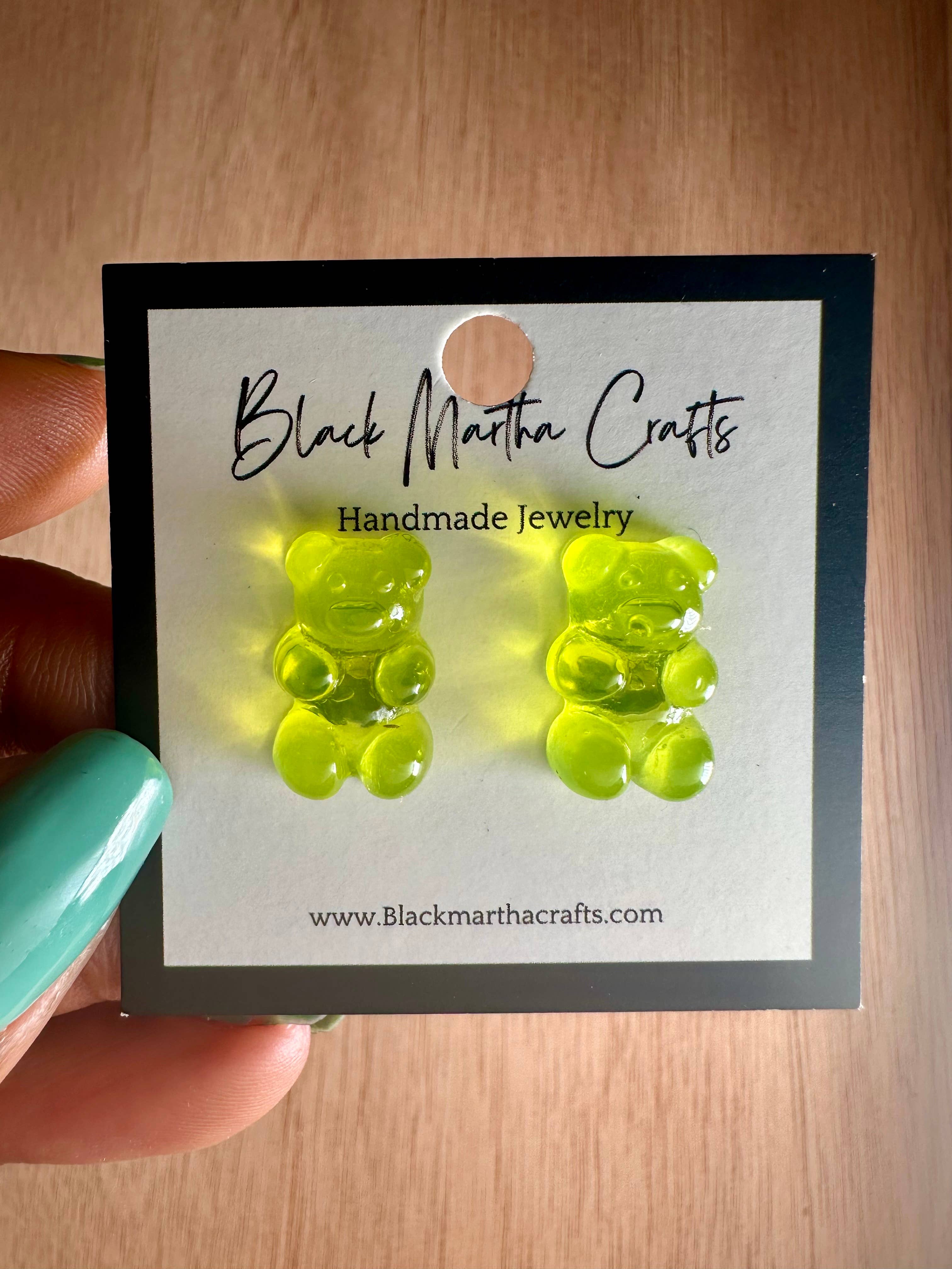 Black Martha Crafts - Wholesale Dangle Earrings - Teddy Grizzley- Teddy Bear Resin Stud earrings0