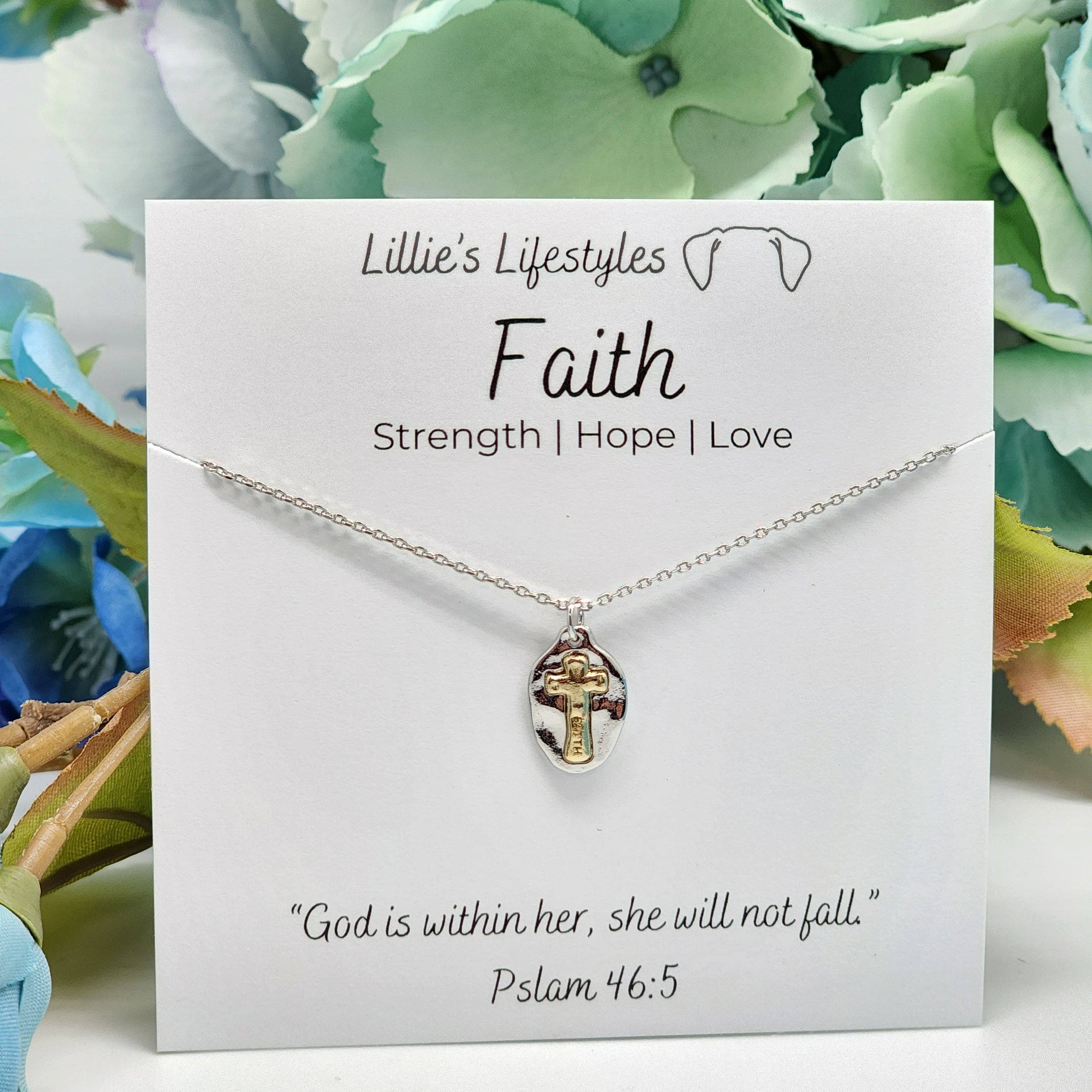 Lillie's Lifestyles - Wholesale Pendant/Charm Necklace - Faith Two Tone Cross Necklace4