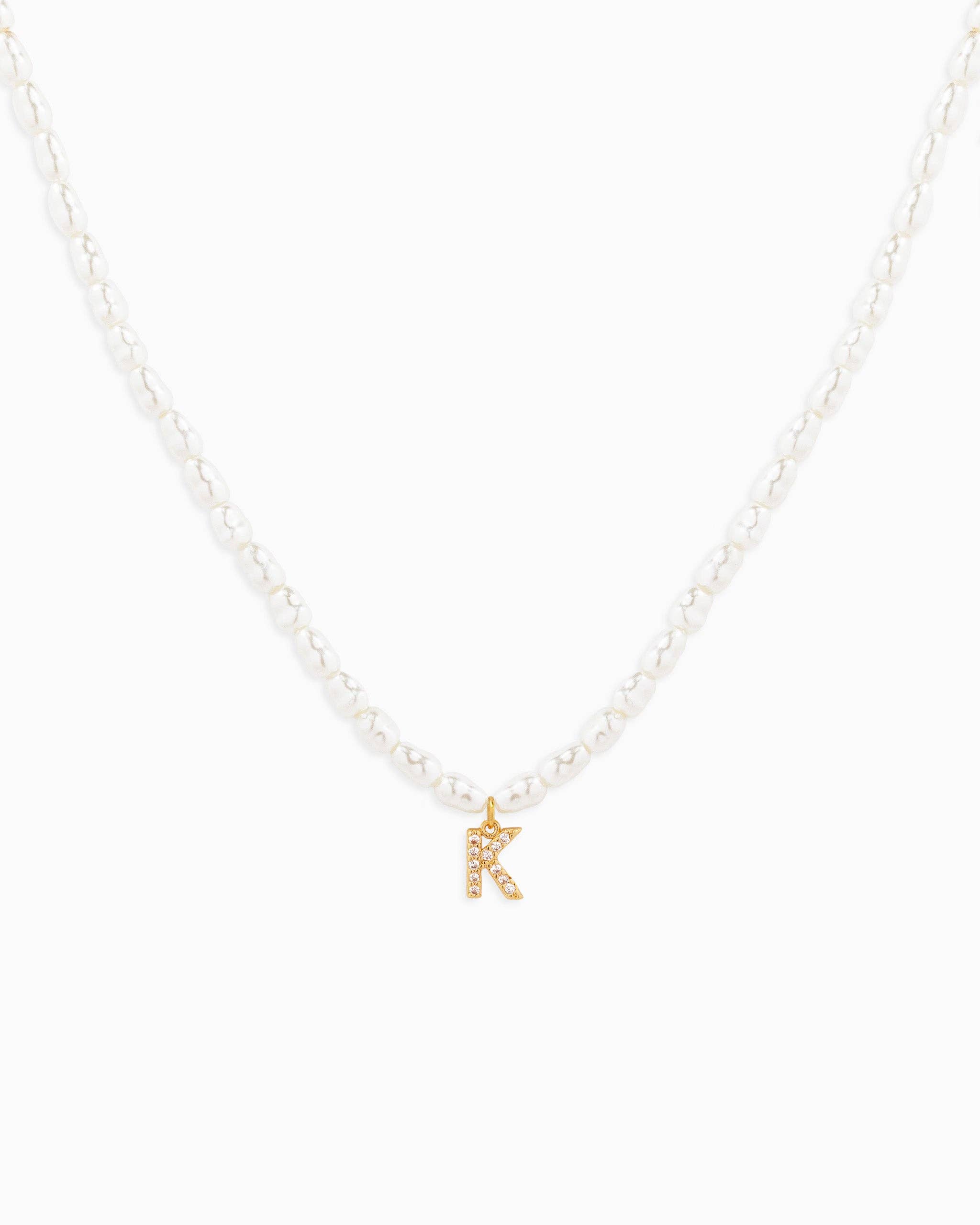 Sessori - Wholesale Pendant/Charm Necklace - CZ Pave Letter Pendant Acrylic Pearl Necklace11