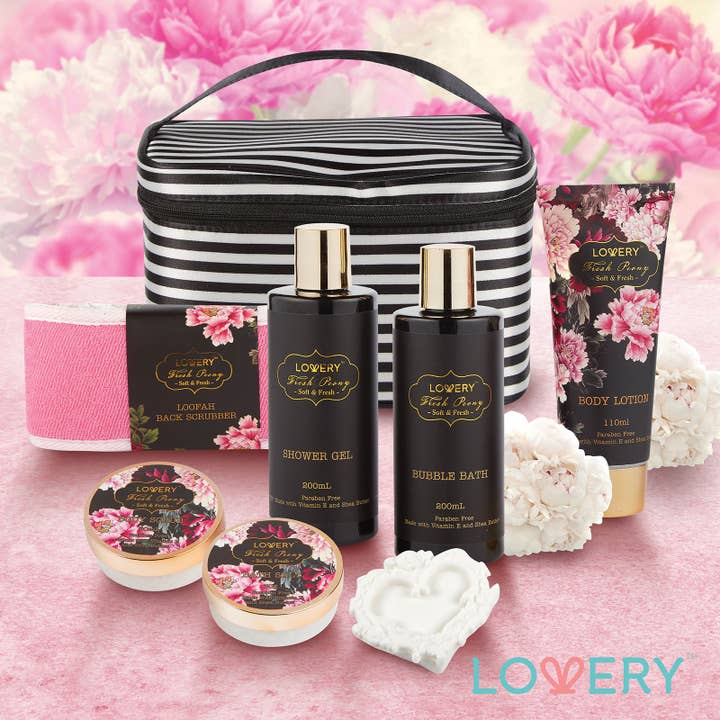 Lovery - Wholesale Bath & Body Set - Home Spa Gift Basket, Bath & Body Set - Fresh Peony in Bag