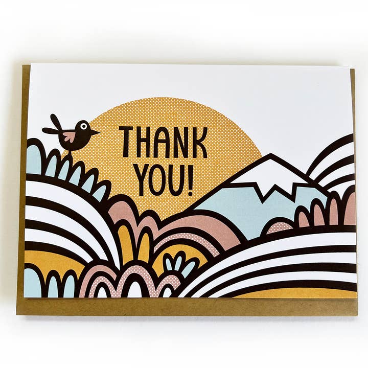 Thank You Mountain Card for wholesale by Allie Ogg